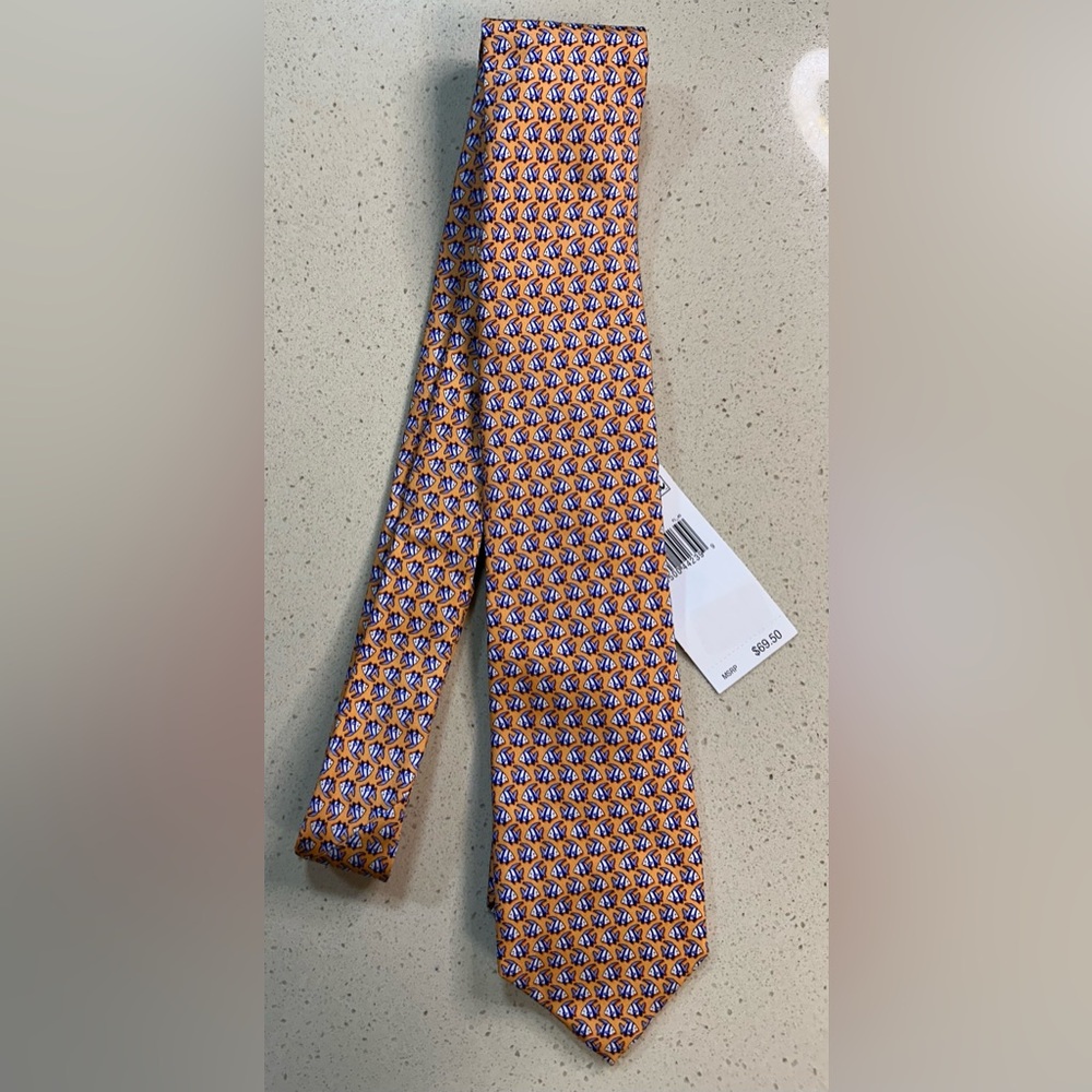 Tommy Hilfiger Rustic Orange Fish Silk Tie NWT